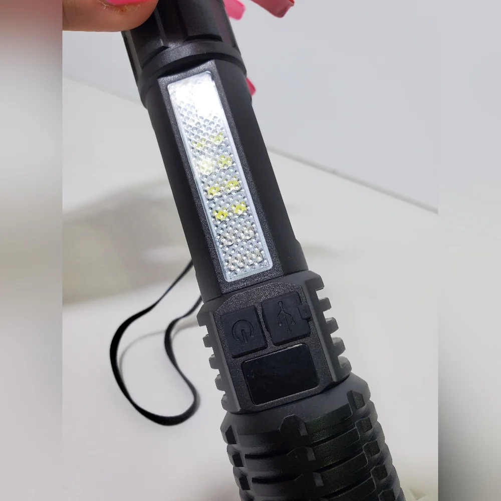 Rechargeable LED Multi-Function Zoom Digital Flashlight Side Work Outdoor Light